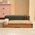 Modern Wooden Pet Bed For Cats Dogs Oak Veneer Scratch Resistant Fabric Removable Cushion