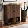Modern And Contemporary Walnut Brown 2 Door Shoe Storage Cabinet