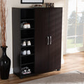 Modern And Contemporary Wenge Dark Brown 2 Door Shoe Storage Cabinet