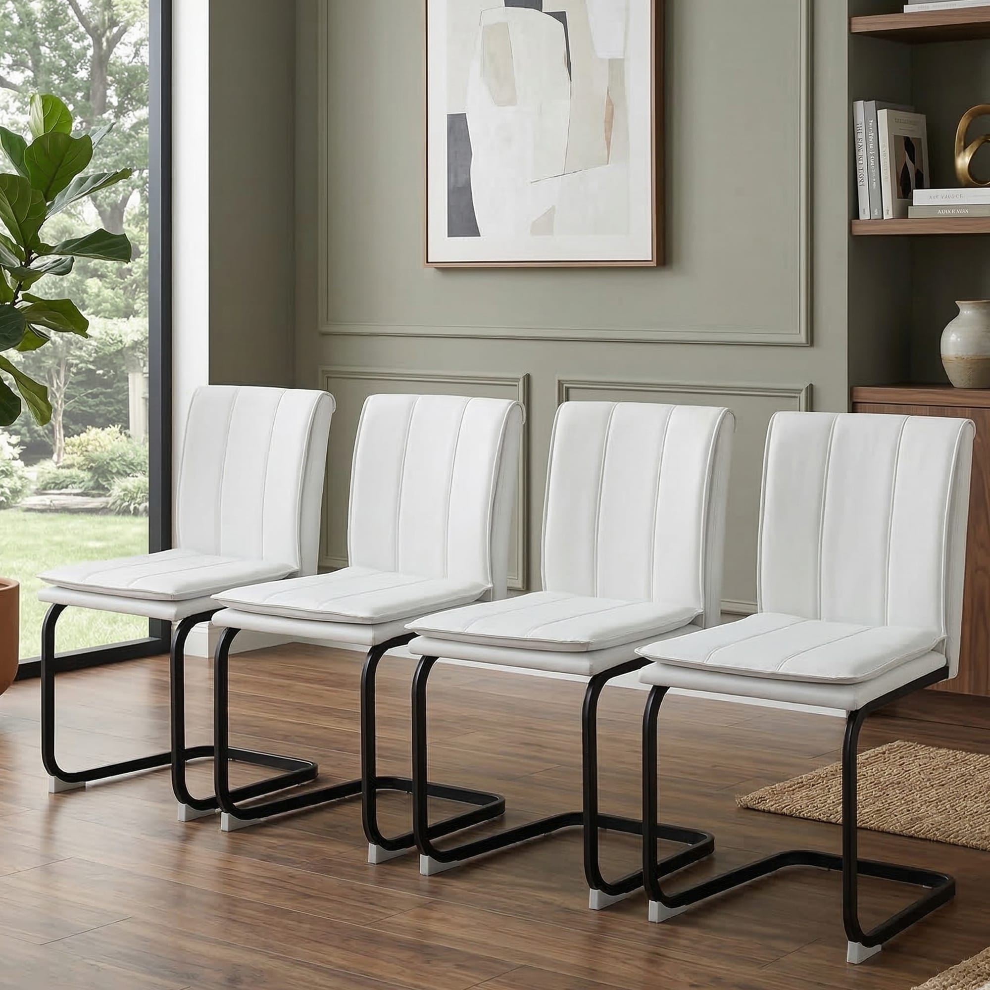 Modern Dining Chairs Set Of 4 Pu Leather Black Kitchen Chairs Restaurant Chairs Suitable For Kitchens Living Rooms Bedrooms