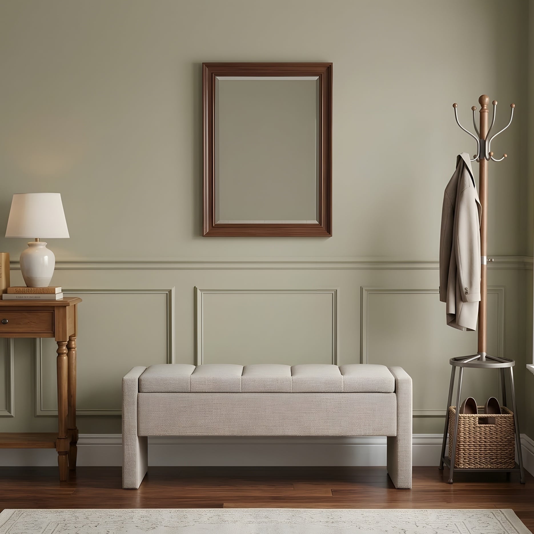 Modern Footboard Storage Bench Large Padded Footstool Comfortable Window Side Vanity Bench