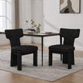 Upholstered Chenille Dining Chair With Rubberwood Legs And Armless Curved Back Set Of 2