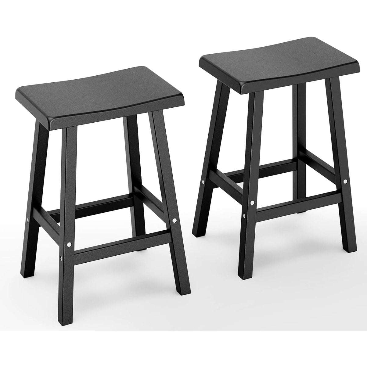 Modern Style Resin Bar Stools 24 Outdoor Set Of 2 All Weather Barstools For Patio Balcony Or Kitchen Counter. 24Inch