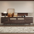 Modern76 Inch Tv Stand With Rattan Doors And Storage For Large Tvs