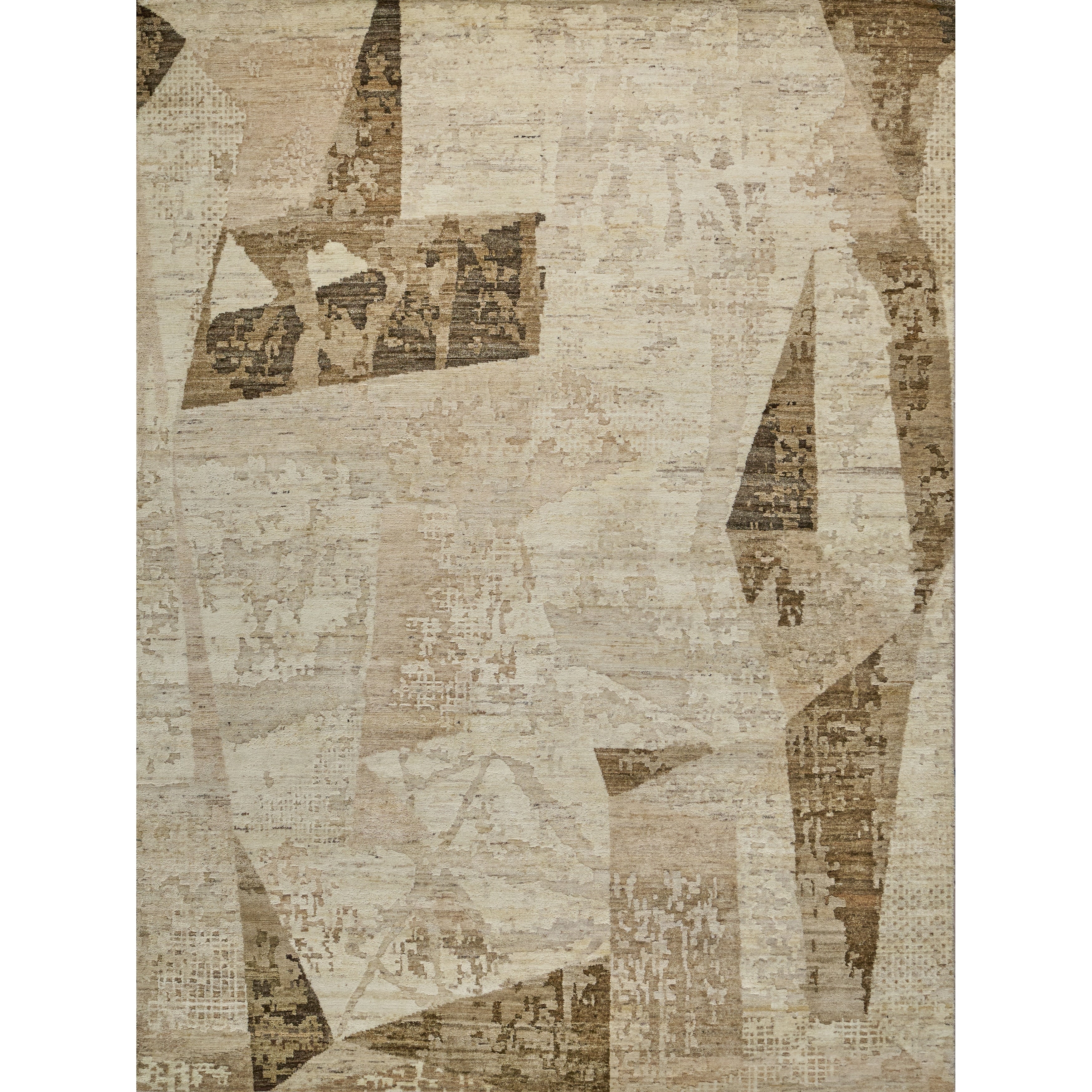 Moderno Hand Knotted New Zealand Wool Beige Taupe Brown Area Rug