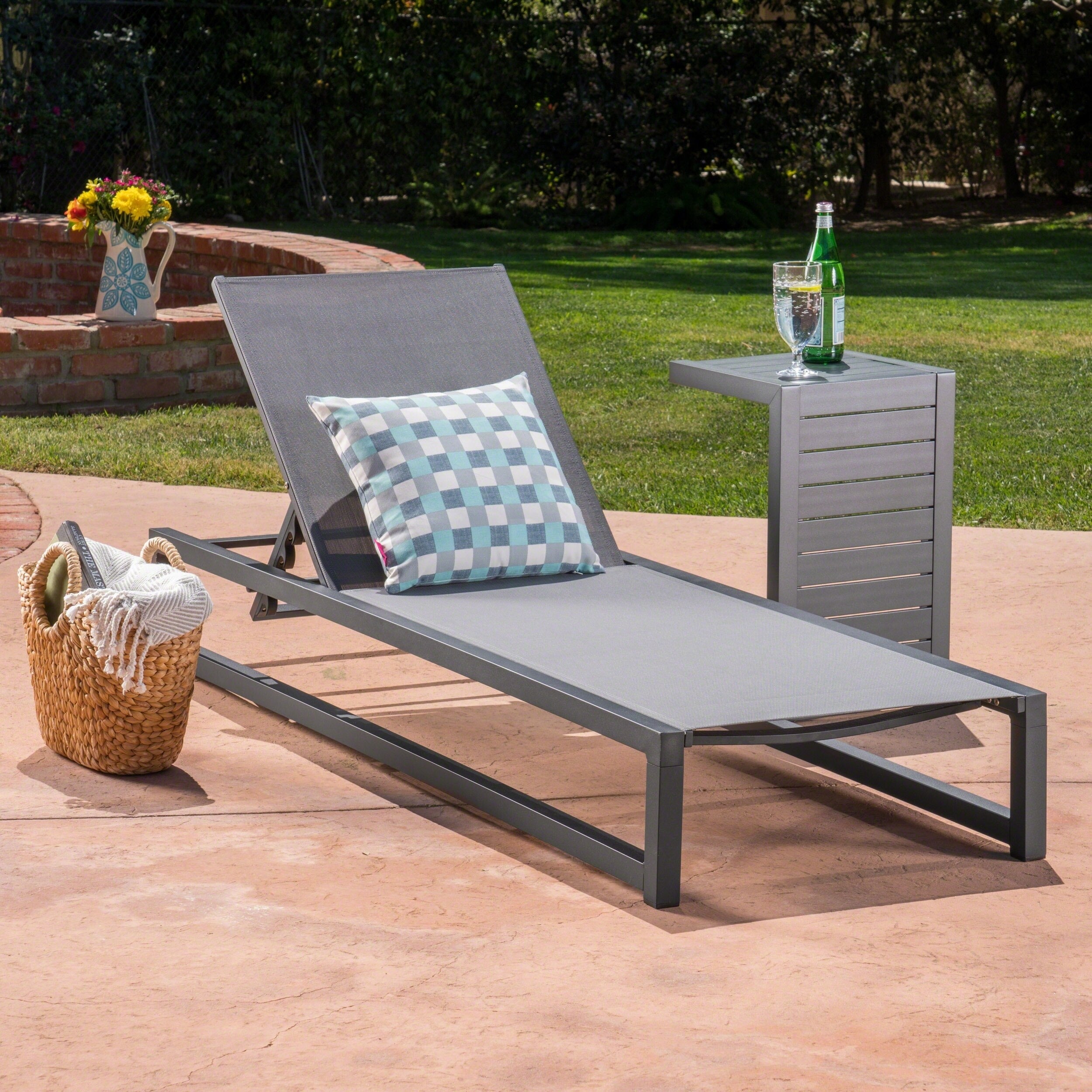 Modesta Outdoor 2 Piece Armless Aluminum Chaise Lounge Set By Christopher Knight Home