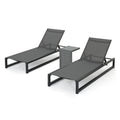 Modesta Outdoor 3 Piece Armless Aluminum Chaise Lounge Set By Christopher Knight Home