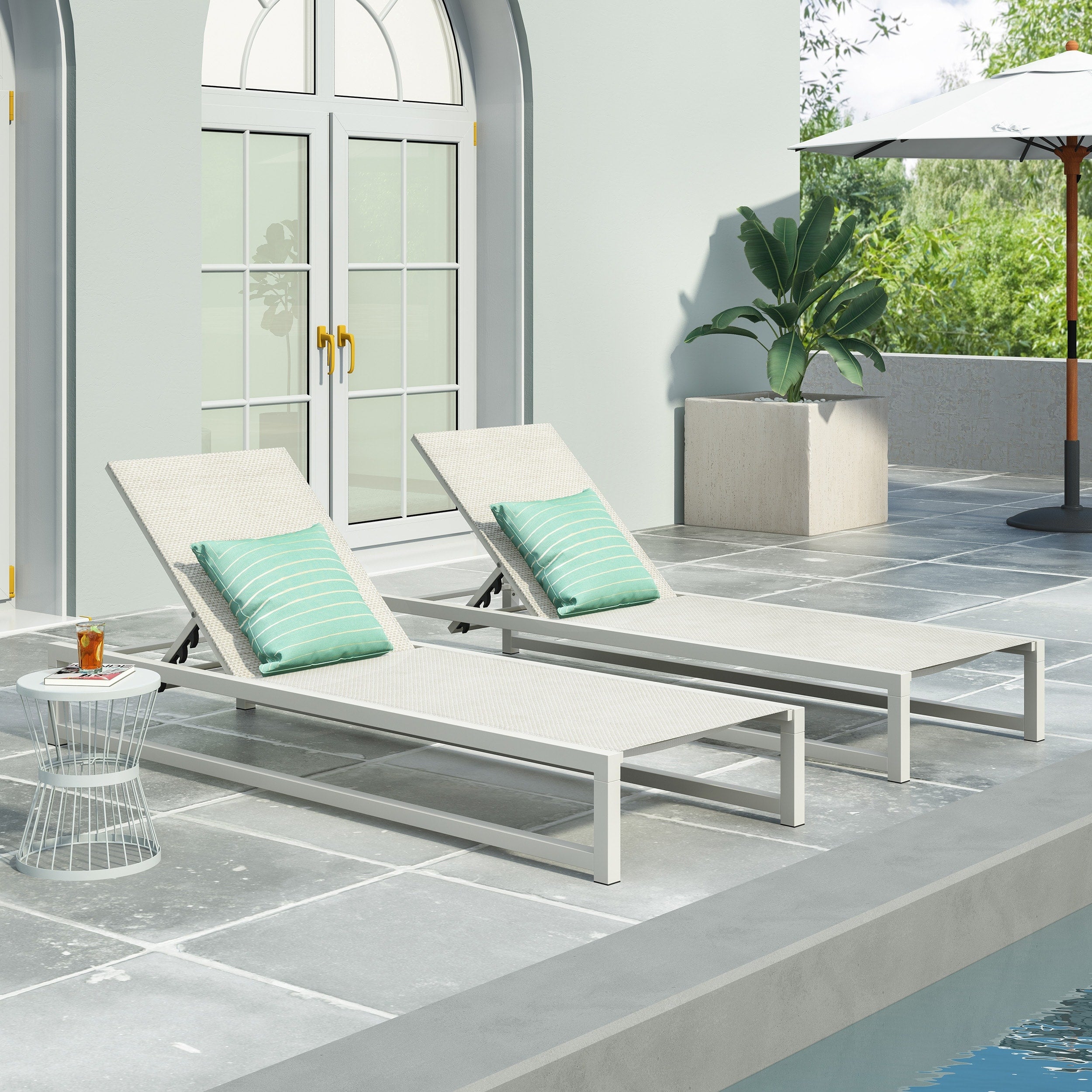 Modesta Outdoor Aluminum Mesh Chaise Lounge Set Of 2 By Christopher Knight Home