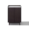 Modi Wenge Accent Cabinet With Raised Sides Faux Marble Top Manufactured Wood 46.8 H X 31.4 W X 15.5 D