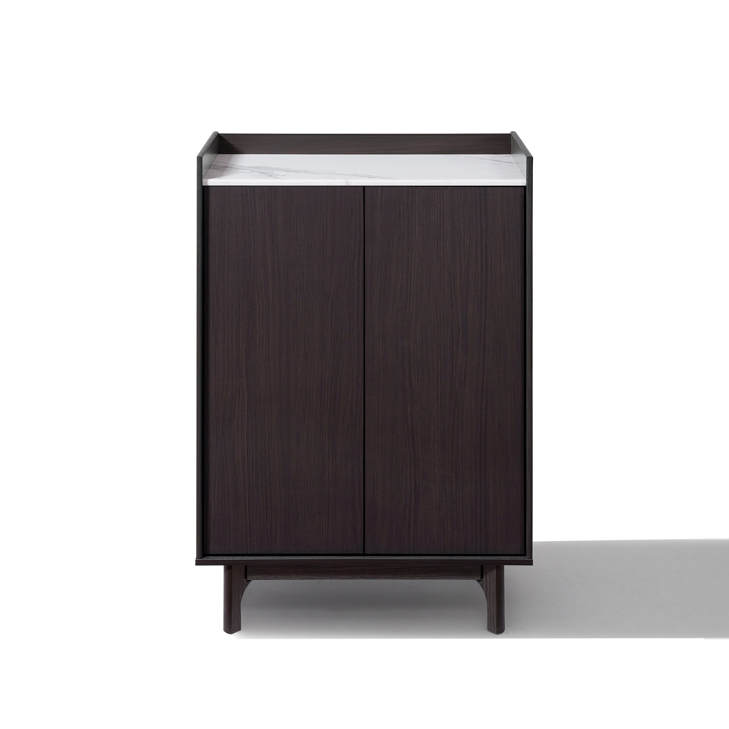 Modi Wenge Accent Cabinet With Raised Sides Faux Marble Top Manufactured Wood 46.8 H X 31.4 W X 15.5 D