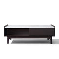 Modi Wenge Coffee Table With Raised Sides Faux Marble Top Manufactured Wood 17.24 H X 47.24 W X 23.62 D