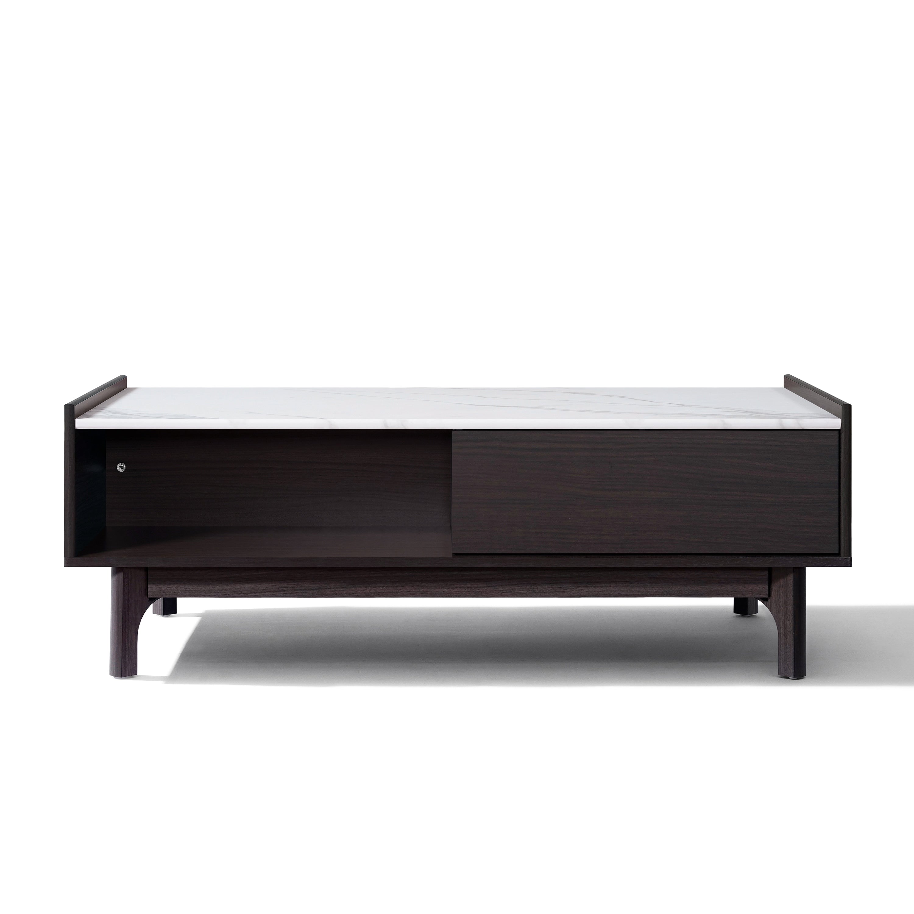 Modi Wenge Coffee Table With Raised Sides Faux Marble Top Manufactured Wood 17.24 H X 47.24 W X 23.62 D