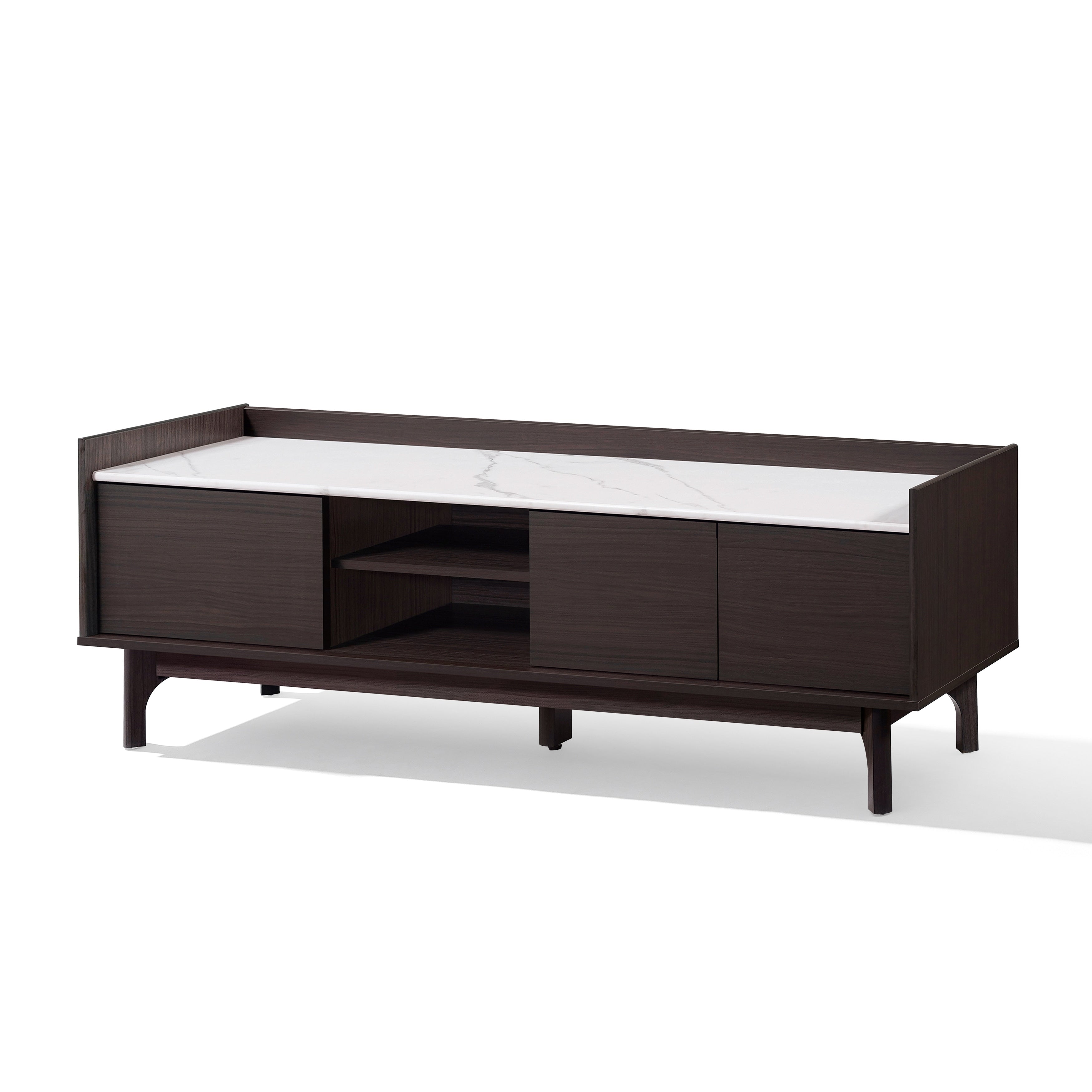 Modi Wenge Tv Media Console With Storage Faux Marble Top Manufactured Wood 20.7 H X 62.1 W X 15.5 D