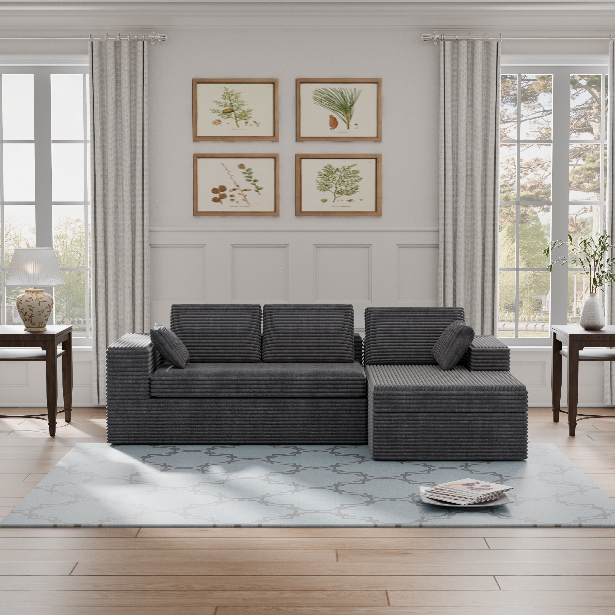 Modland 108 Corduroy Sectional Sofa With Chaise