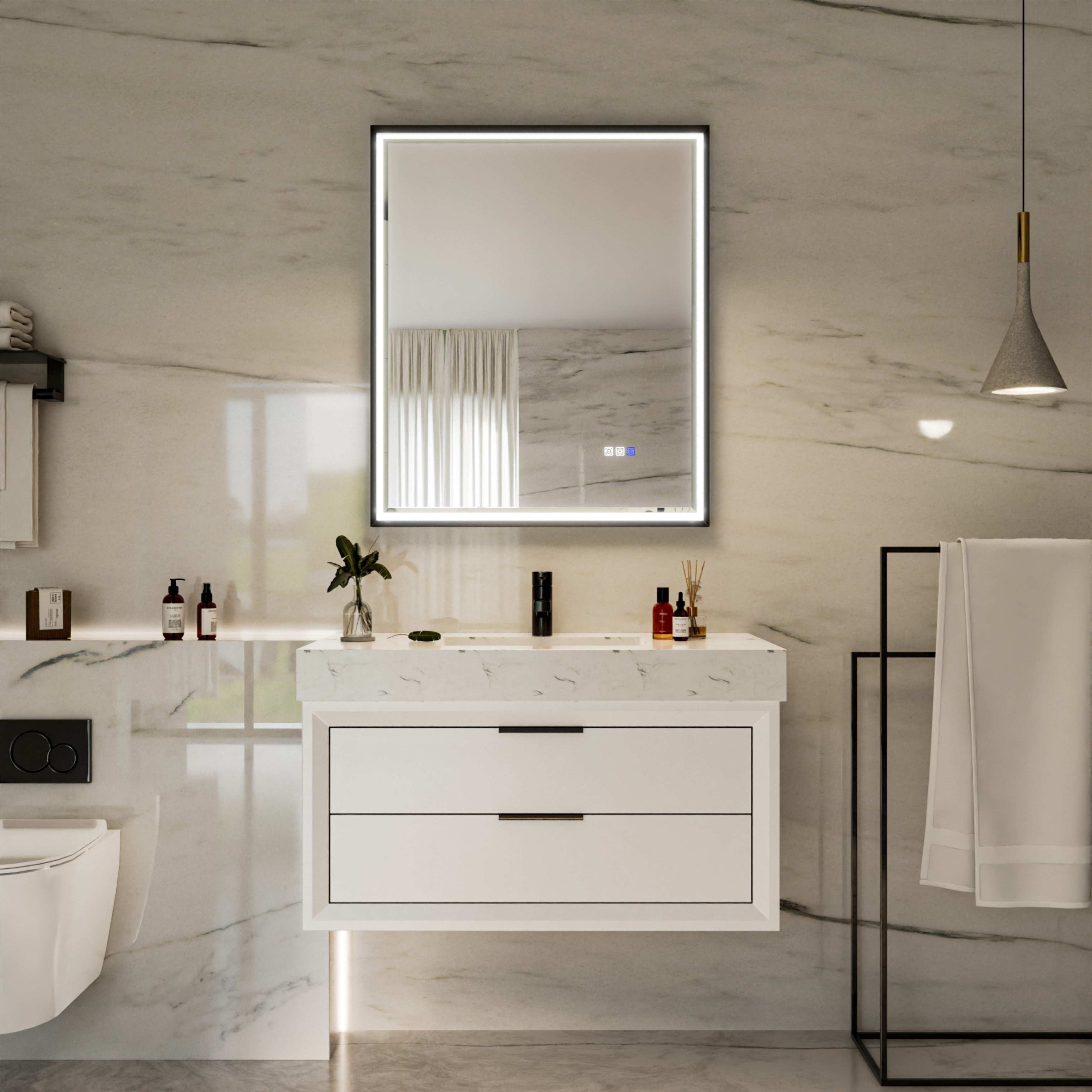 Modland 30 X 36 Led Bathroom Mirror Dimmable Lighted Bathroom Mirror With Memory Function Touch Control 30X36