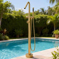 Modland 46H Outdoor Shower System 316 Stainless Steel Thermostatic Freestanding Poolside Faucet With Swivel Spout 46 H