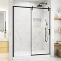 Modland 48 60 In. W X 76 In. H Semi Frameless Sliding Shower Door With 1 4 In. Clear Tempered Glass And Soft Close Design