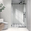 Modland 48 In. W X 76 In. H Sliding Frameless One Fixed And One Shifted Shower Door With Soft Close System Tempered Glass