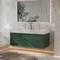 Modland 48 Floating Double Sink Bathroom Vanity With White Stone Countertop Soft Close Drawers Led Lighting