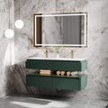 Modland 48 Modern Wall Mounted Double Sink Bathroom Vanity With Engineered Stone Countertop Led Light
