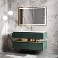 Modland 48 Modern Wall Mounted Single Sink Bathroom Vanity With Engineered Stone Countertop Soft Close Drawers
