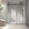 Modland 60 In. W X 76 In. H Sliding Frameless One Fixed And One Shifted Shower Door With Soft Close System Tempered Glass