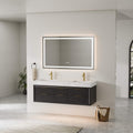 Modland 60 Modern Floating Bathroom Vanity With Double Sink Soft Close Drawers White Stone Countertop