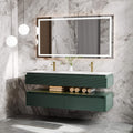 Modland 60 Modern Wall Mounted Double Sink Bathroom Vanity With Engineered Stone Countertop Soft Close Drawers
