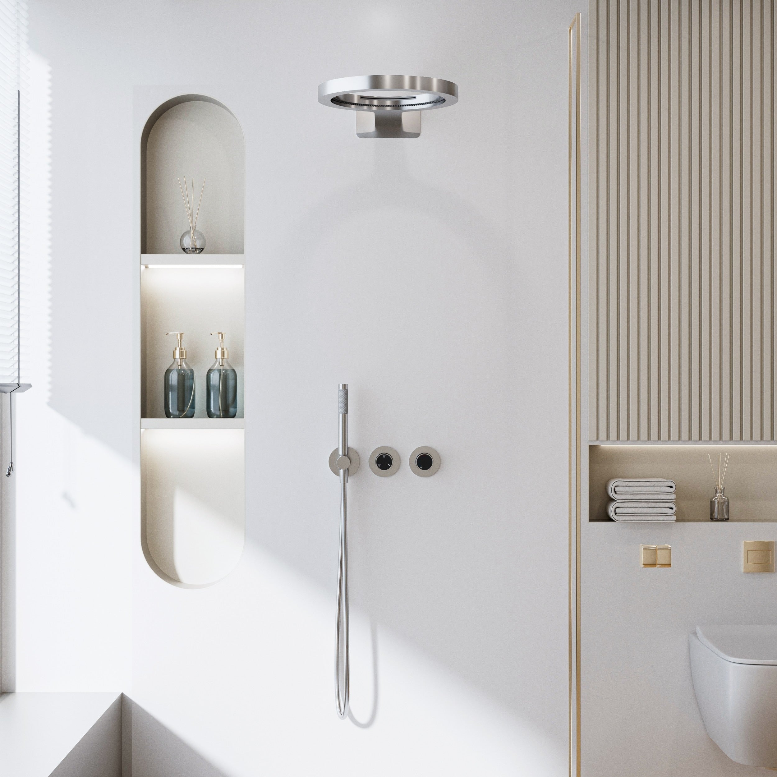 Modland 14 Rainfall And Waterfall Shower System With Handheld Solid Brass Concealed Faucet Set Black Gold Chrome