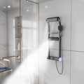 Modland Gunmetal Gray Shower System With Body Jets Led Display Piano Key Diverter 13 Spray Waterfall Faucet Set