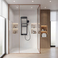 Modland Thermostatic Shower System With 4 Mode Sprayer Led Display Piano Key Design Shower Set Dual Storage Shelf