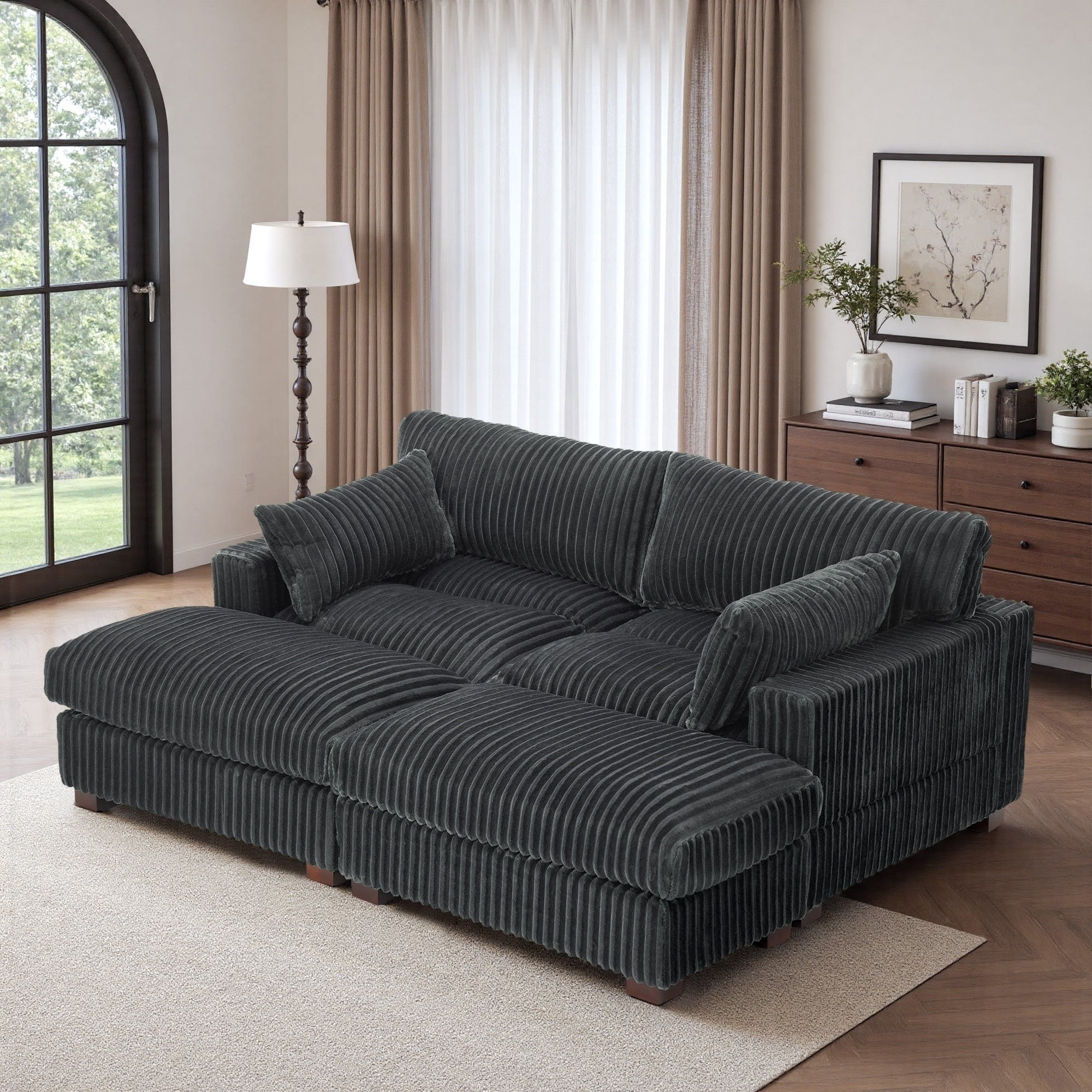 Modren Plush Oversized Modular Sectional Sofa Set With Chaise Ottoman.