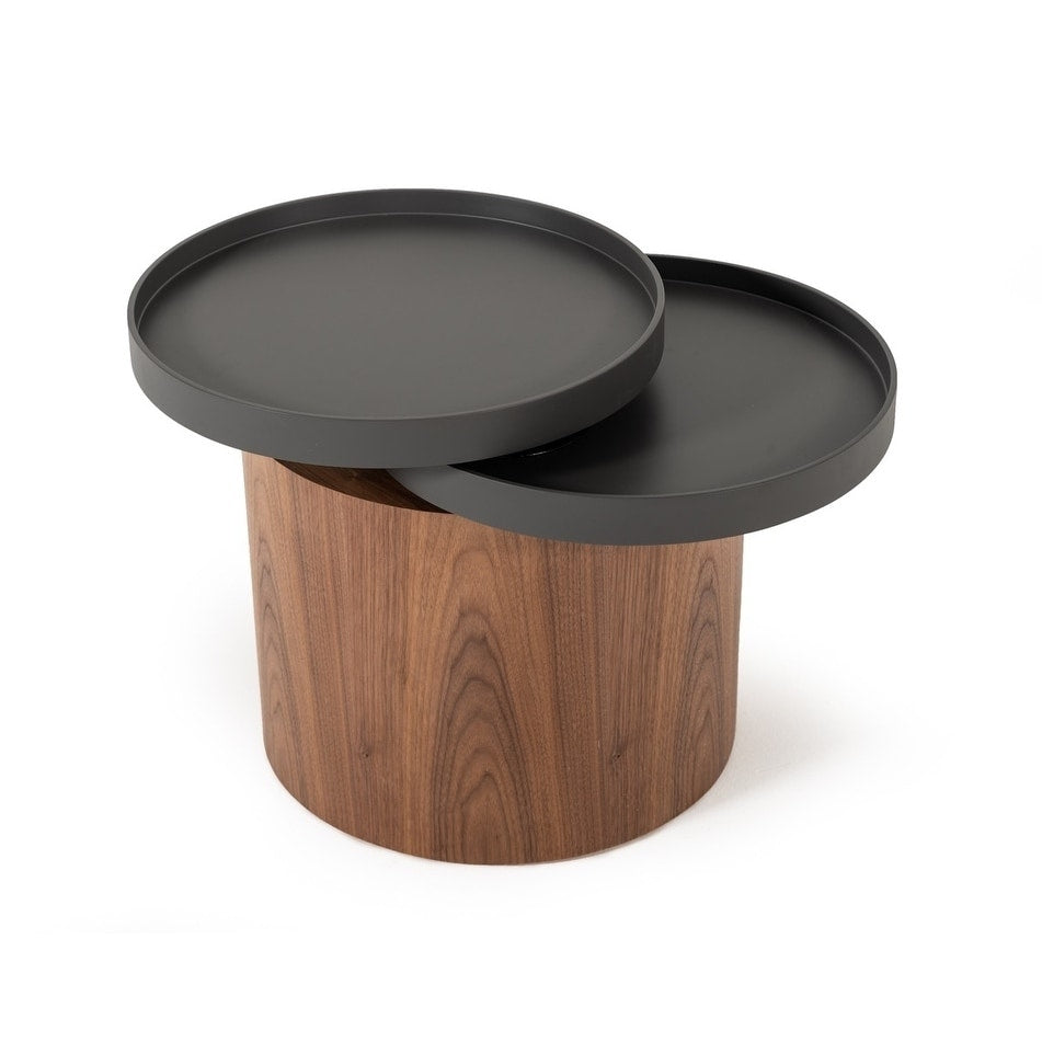 Modrest Bascom Modern Walnut End Table W Swivel Top