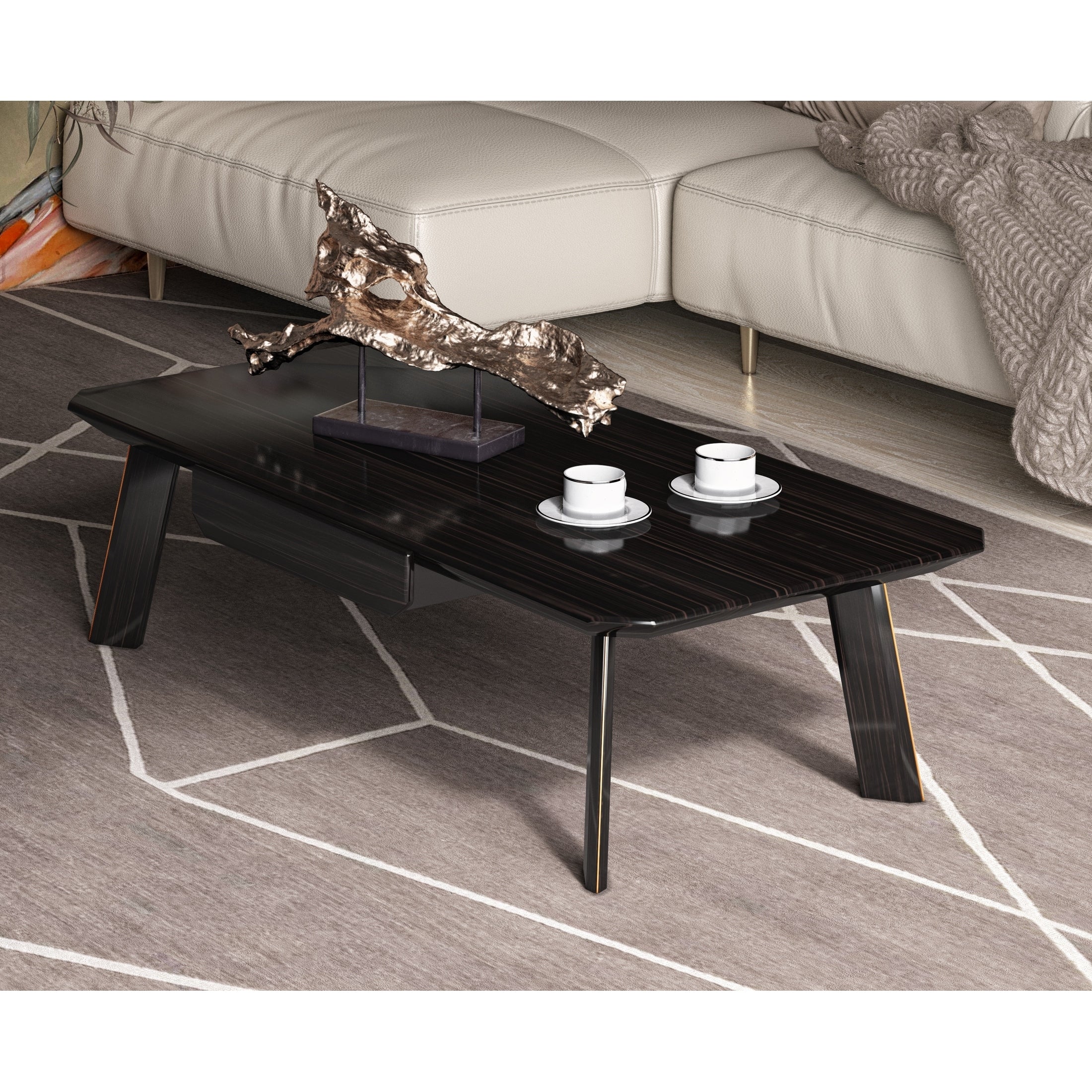 Modrest Chadwick Modern Ebony Rosegold Coffee Table