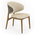 Modrest Chance Contemporary Cream Fabric And Brown Leatherette Walnut Dining Chair Set Of 2