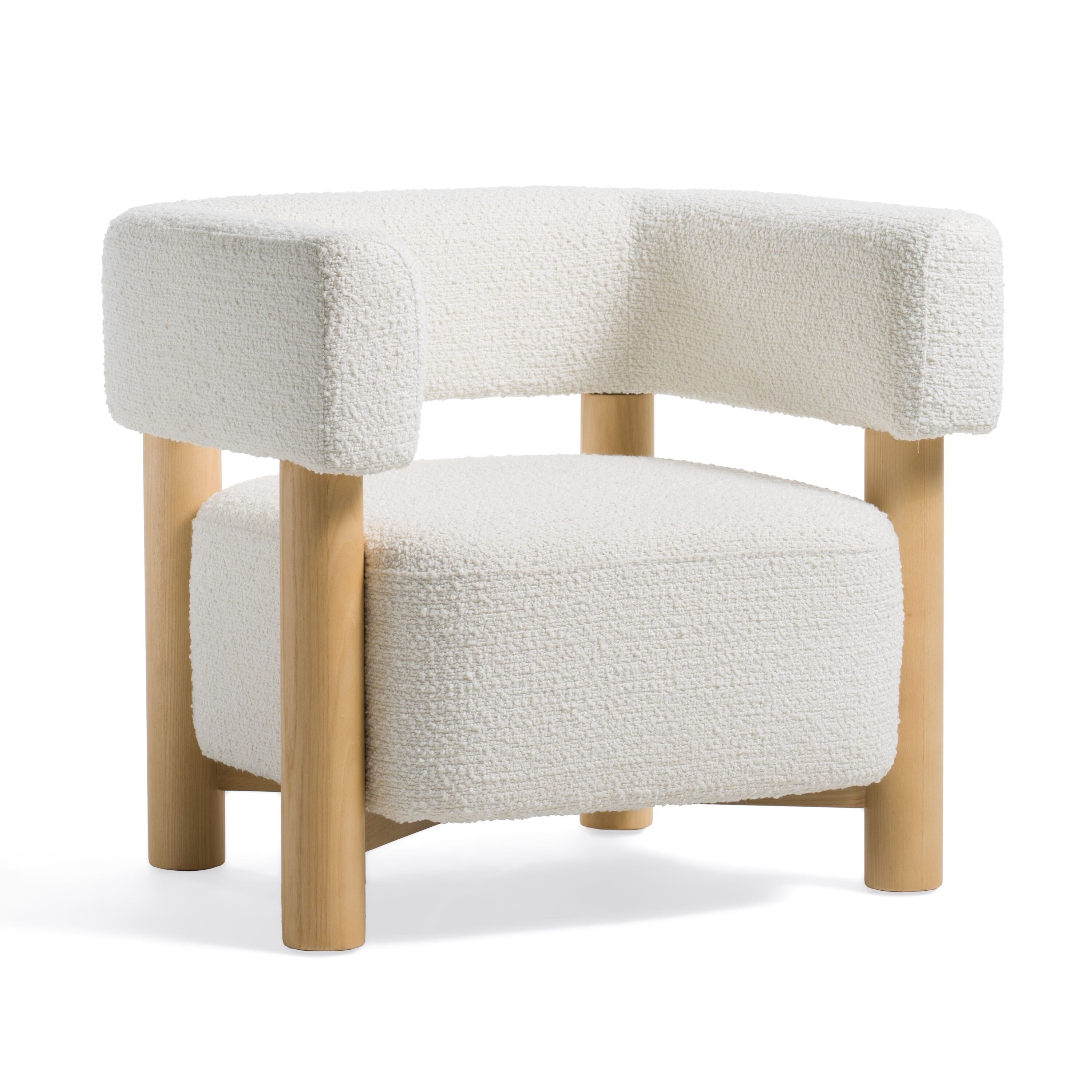 Modrest Fang Modern White Fabric Wood Accent Chair