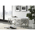 Modrest Lindsey Modern White Leatherette Stainless Steel Bench