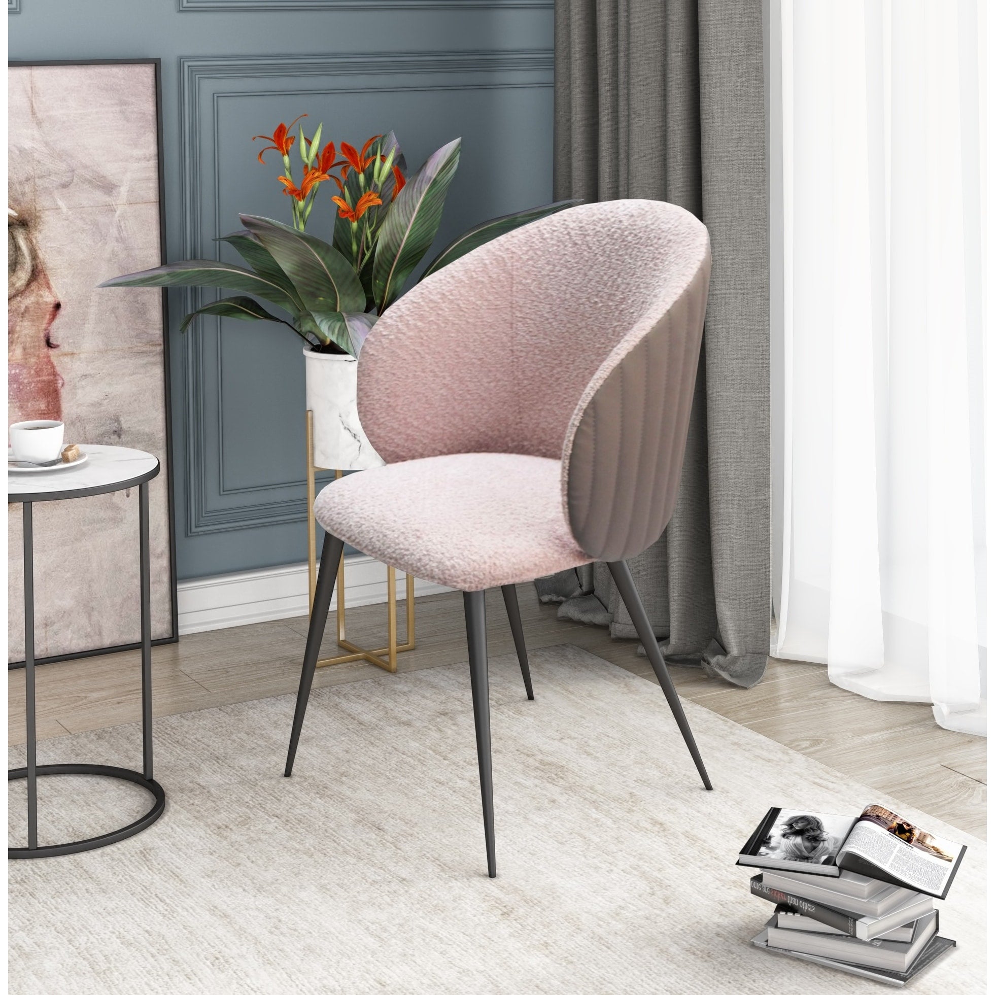 Modrest Marnie Contemporary Gray Pink Dining Chair
