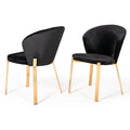 Modrest Nadia Modern Black Velvet Rosegold Dining Chair Set Of 2