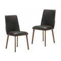Modrest Utah Modern Walnut And Brown Eco Leather Dining Chair Set Of 2