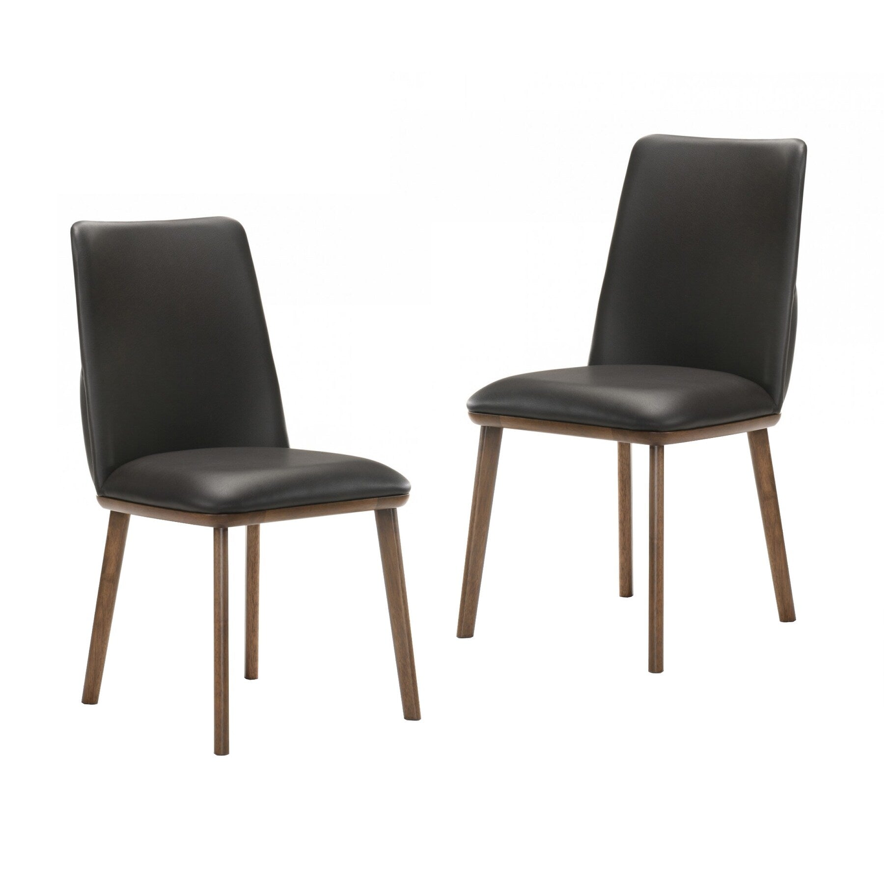 Modrest Utah Modern Walnut And Brown Eco Leather Dining Chair Set Of 2