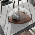 Modrest Viviana Modern Clear Tempered Glass And Walnut Coffee Table