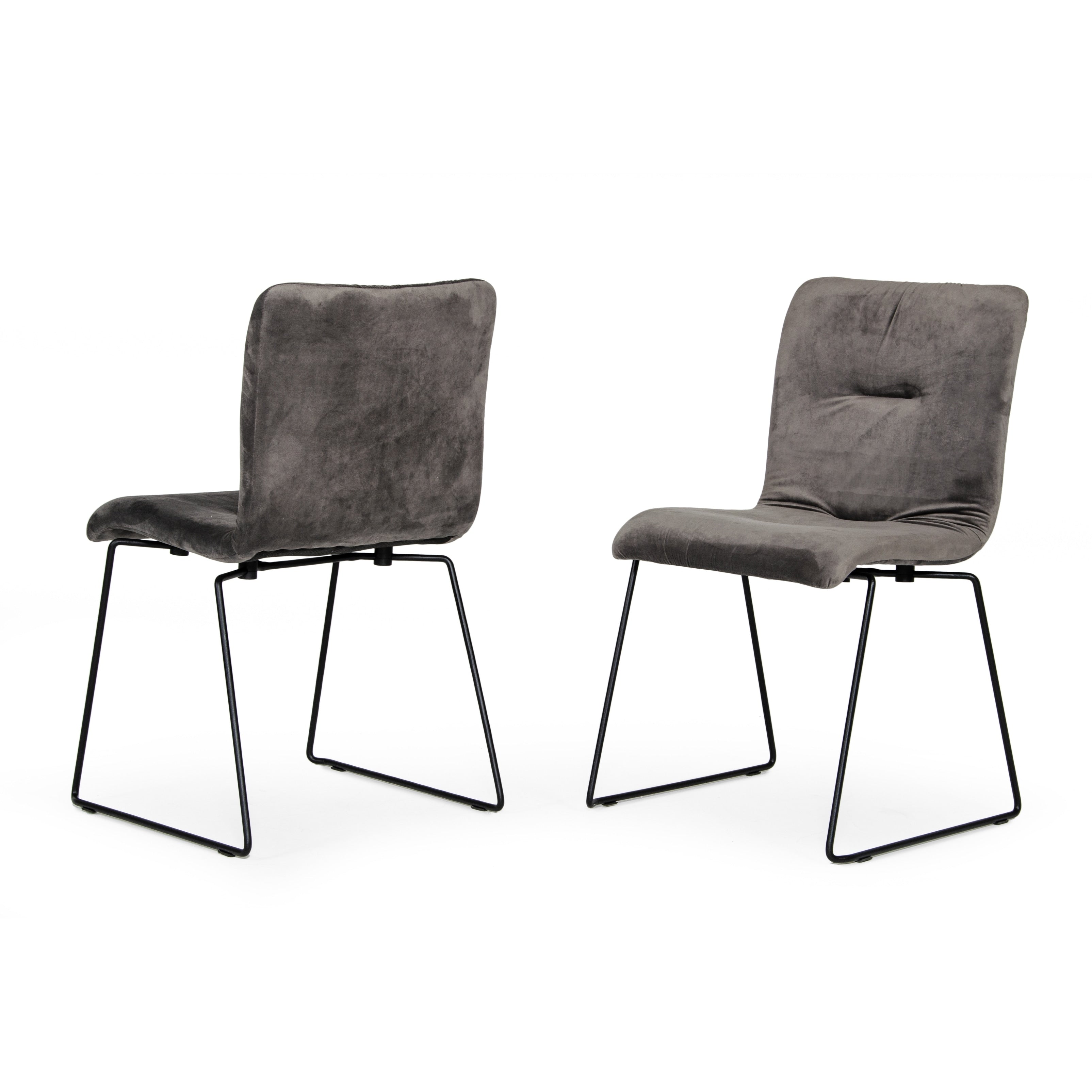 Modrest Yannis Modern Dark Grey Fabric Dining Chair Set Of 2