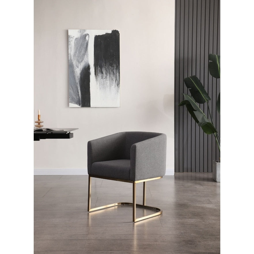 Modrest Yukon Modern Grey Fabric Antique Brass Dining Chair