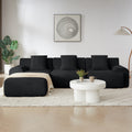 Modular 3 Seater Sofa Floor Standing Couch With Movable Ottoman 113 L Shaped Sectional Sofa For Living Room Black