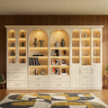 Modular Bookcase With Led Lights Glass Door Storage Cabinet With Drawers Large Display Shelving Unit Sideboard
