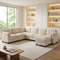 Modular Chenille Cloud Sectional Sofa With Ottoman Deep Seat Oversized Couch Set