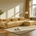 Modular Chenille Sofa Set With Armchair Extra Large Deep Seat 3 Seater Compression Couch With Pillows