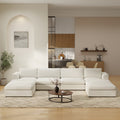 Modular Cloud Couch Square Arm Boucle U Shaped Sectional Sofa With 2 Chaise Ottomans Washable Covers
