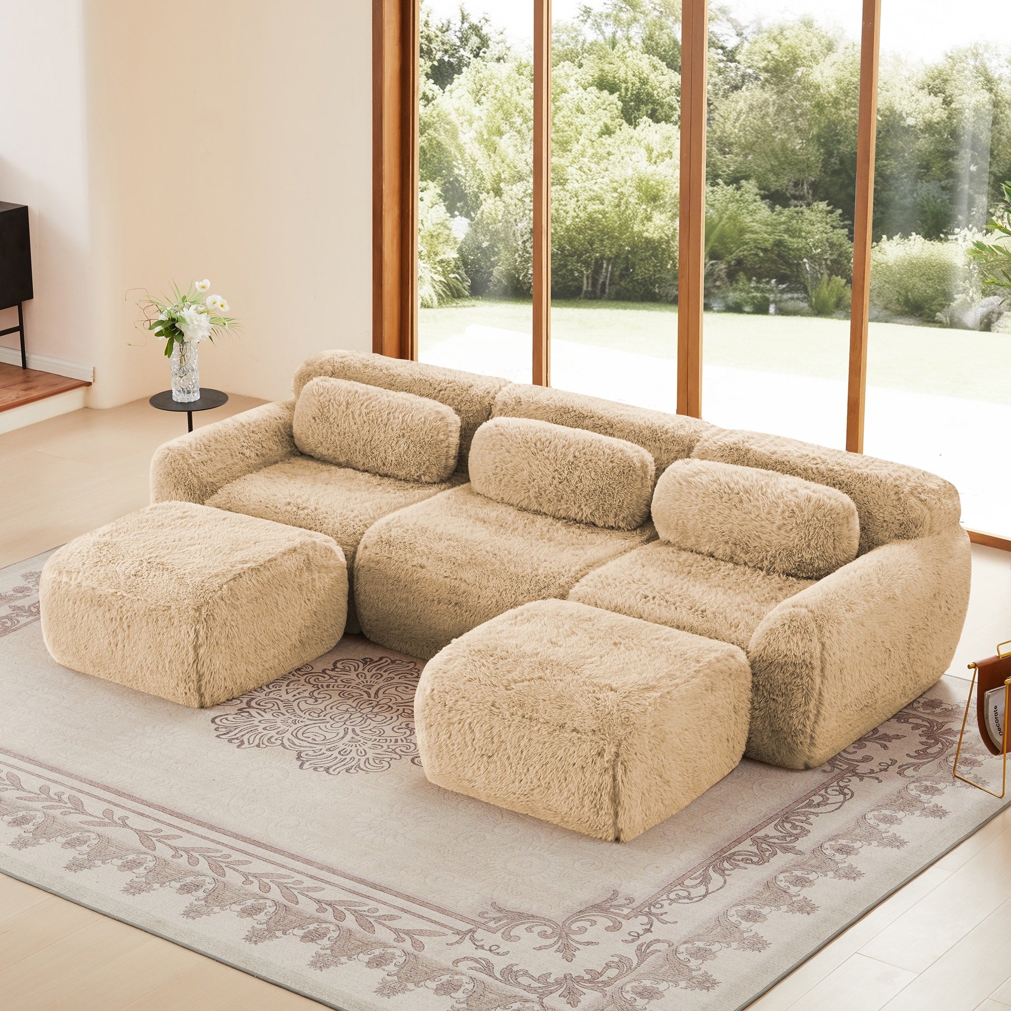 Modular Sectional Sofa Couches Bottom Anti Slip Design 32D High Density Sponge